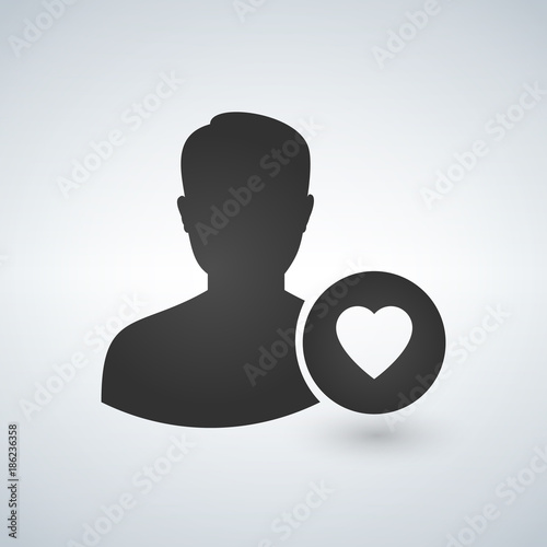 User Icon with Heart, Vecto...