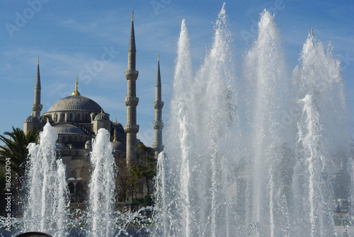 Blue mosque and fountain in Istanbul, Turkey