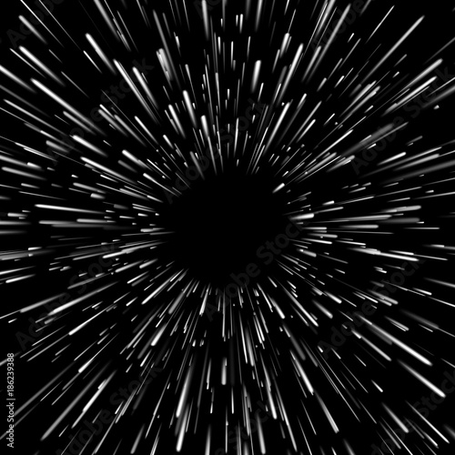 Vector abstract background with Star Warp or Hyperspace with free space in the center, light of moving stars concept.