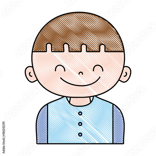 grated boy with hair and t-shirt design