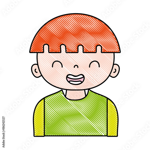 grated smile boy with hairstyle and t-shirt