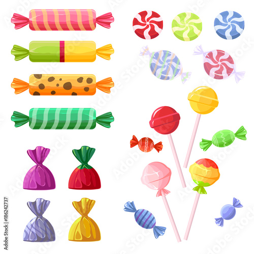 selection of chocolates and candies in colorful wrappers