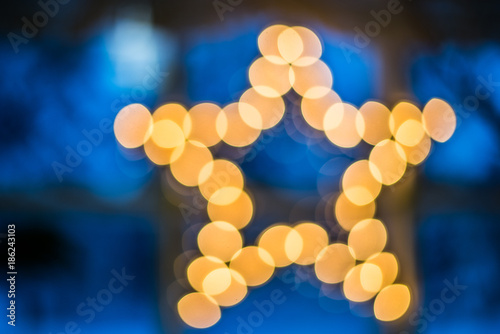 Star-shaped Christmas Light, out-of-focus bokeh