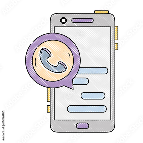 grated smartphone chat bubble with phone sign
