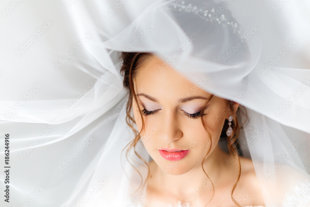 A sensual photo of a girl who has closed her eyes and has a beautiful makeup A sensual photo of a girl who has closed her eyes and has a beautiful makeup