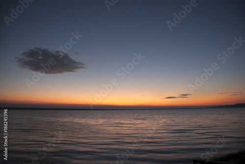 Panoramic view, scene in Lake Peten Itza in Guatemala, Central America, source of fresh water, oxygen and wildlife.