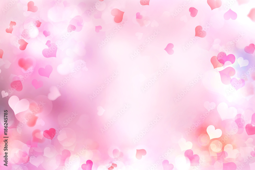 Valentine's day blurred hearts background.