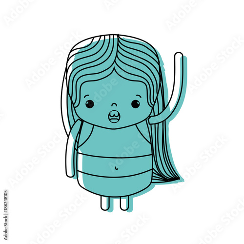color girl wth long hair and amazed face