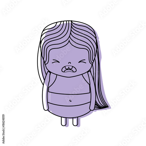 color girl wth long hair and pity face