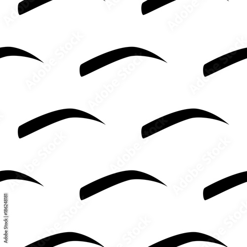 Professional makeup artist background with brows. Vector seamless pattern with woman black eyebrow. Black fashion illustration on white backdrop. Graphic art style vector illustration.