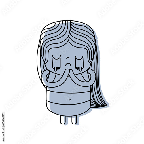 color girl wth long hair and crying face