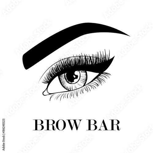 Brow bar business card template. Beautiful eye and eyebrows for the logo of the master on the eyebrows.