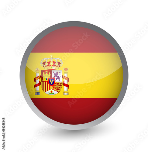 Spain Flag Round Glossy Icon