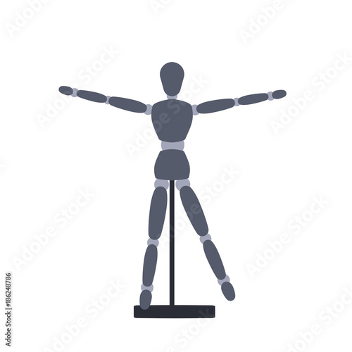 Graphic art doll, pose-able figure & stand icon.