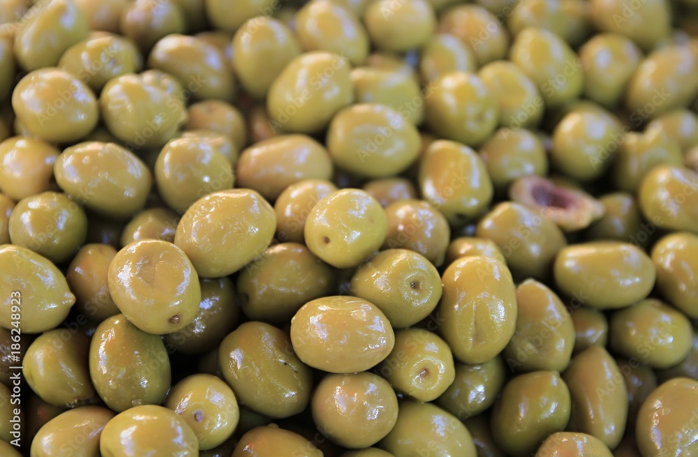 juicy green olives in the market juicy green olives in the market