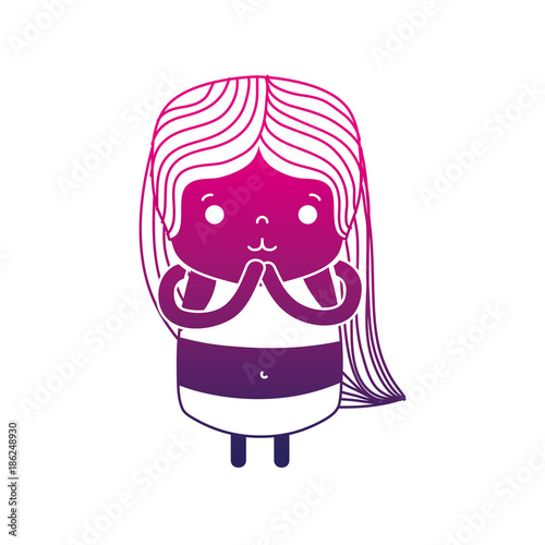 silhouette girl wth long hair and tender face