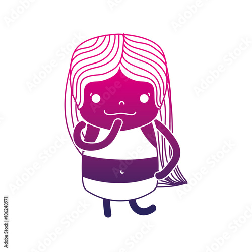 silhouette girl wth long hair and thinking face