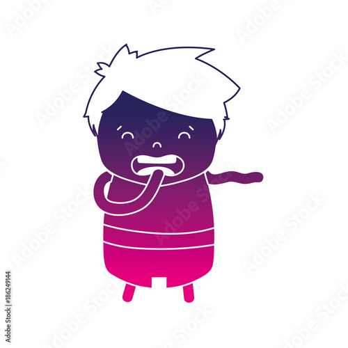 silhouette boy with hairstyle design and disgusted face
