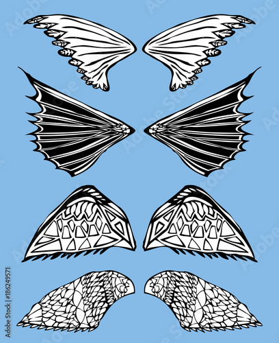 set of the decorative fabulous wings