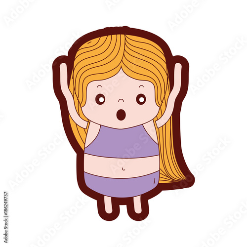 line color girl wth long hair and scared face