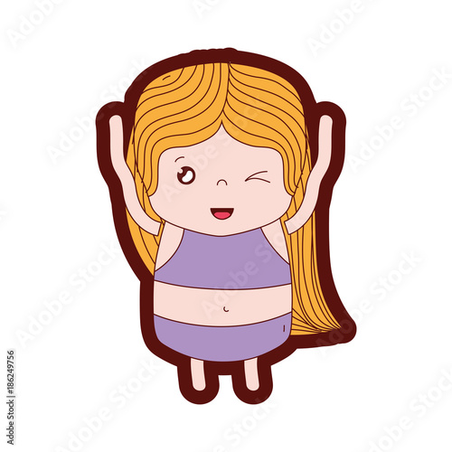 line color girl wth long hair and funny face