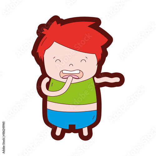 line color boy with hairstyle design and disgusted face