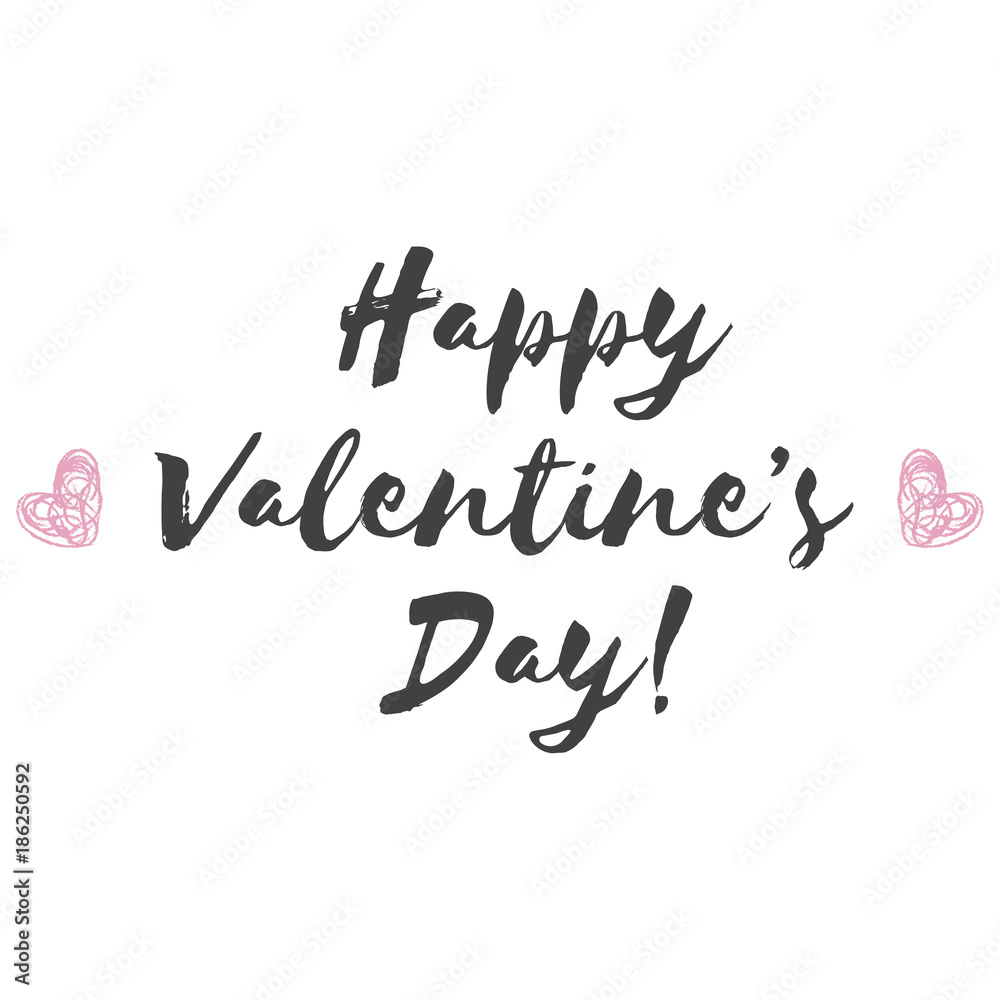 Romantic Valentines day love greeting card with pink hearts. Vector illustration - love day. Card for February 14. The inscription Happy Valentines Day. Be my valentine. Calligraphic inscription Romantic Valentines day love greeting card with pink hearts. Vector illustration - love day. Card for February 14. The inscription Happy Valentines Day. Be my valentine. Calligraphic inscription