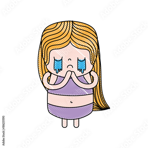 grated girl wth long hair and crying face
