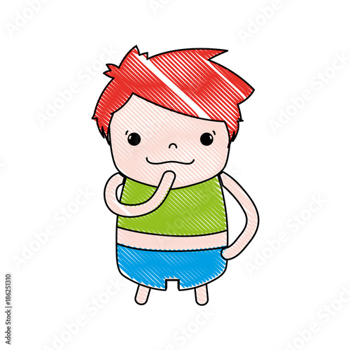grated boy with hairstyle design and thinking face