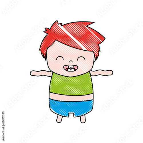 grated boy with hairstyle design and smile face