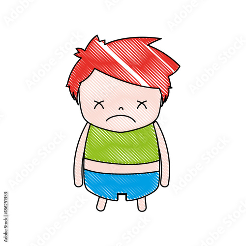 grated boy with hairstyle design and sad face