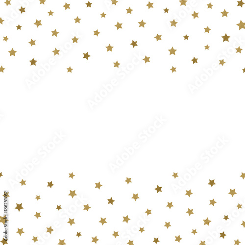 Golden glitter beautiful fashion background stars vector frame. Golden confetti festive or holiday background.