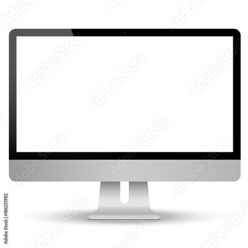 Computer screen isolated white background.