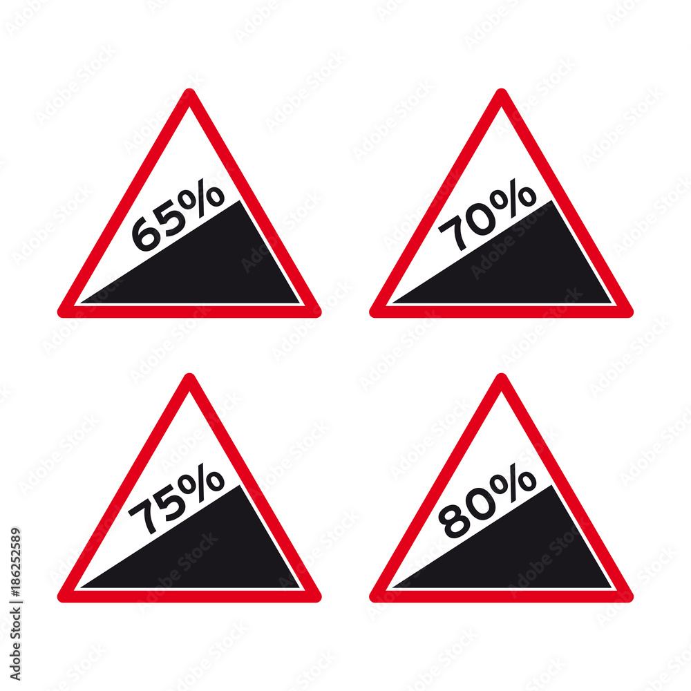 Steep hill mountain traffic road sign set Steep hill mountain traffic road sign set