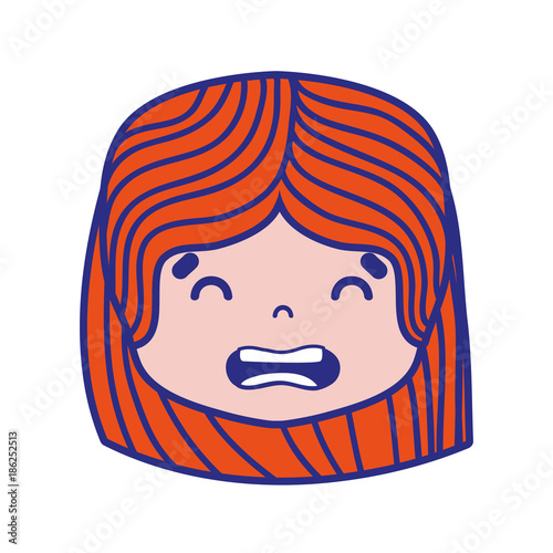 colorful girl head with hairstyle and disgusted face
