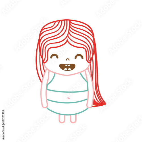 color line girl wth long hair and smile face