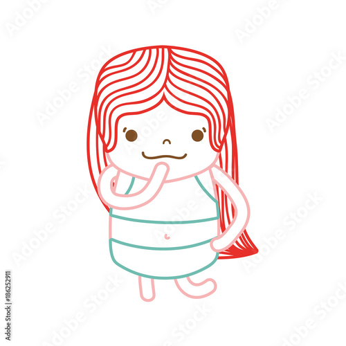 color line girl wth long hair and thinking face