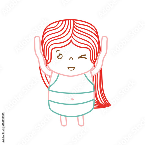 color line girl wth long hair and funny face