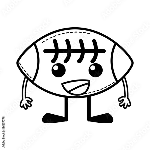 line happy american ball kawaii with arms and legs