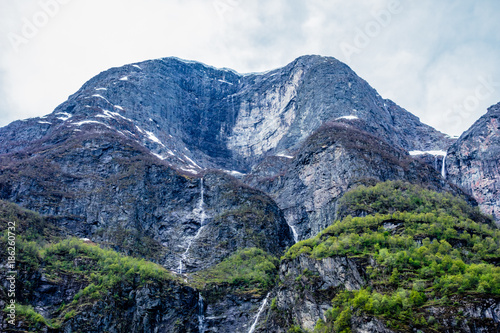 Steep eroded cliffs near Sognefjord, Norway.