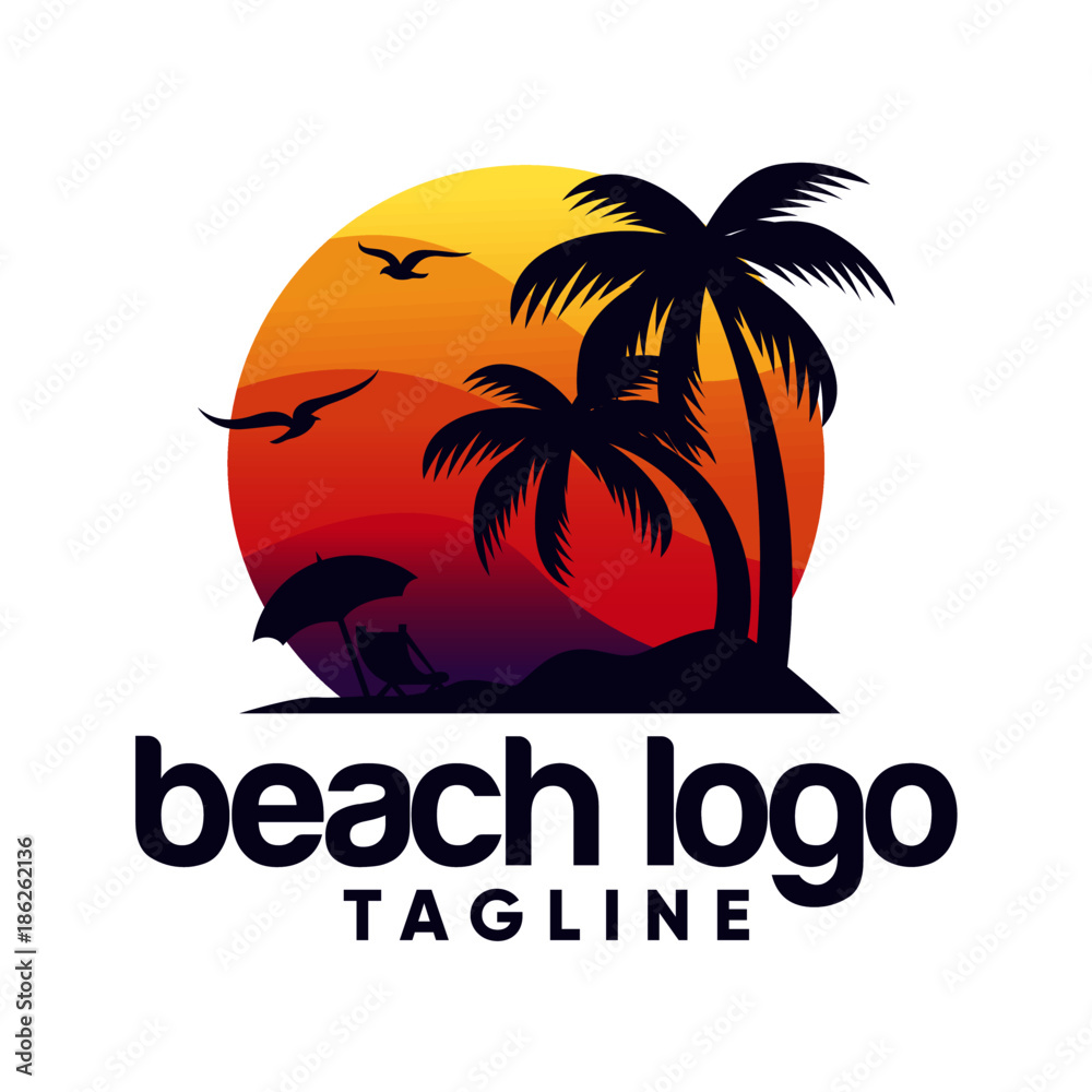 Beach logo design Vector 