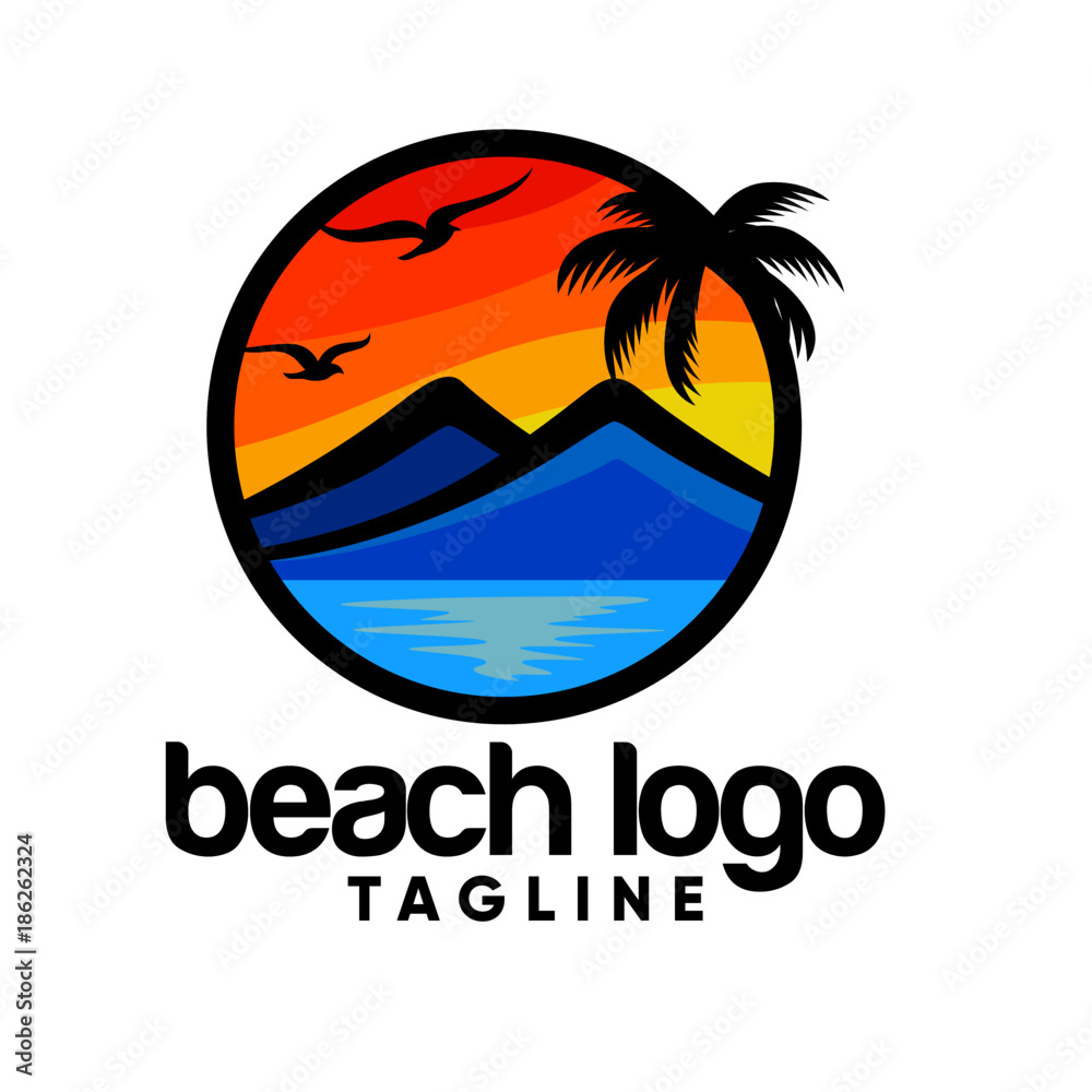Beach logo design Vector 