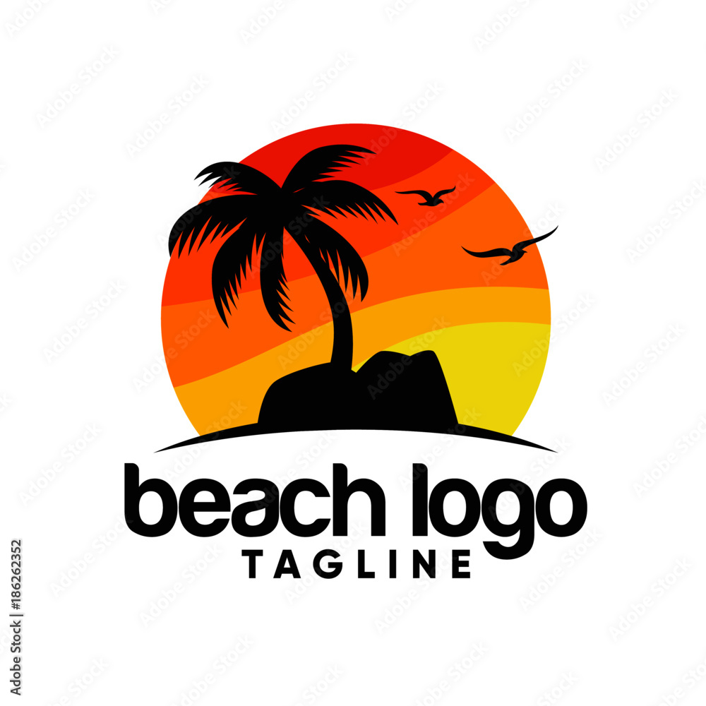 Naklejka premium Beach logo design Vector 