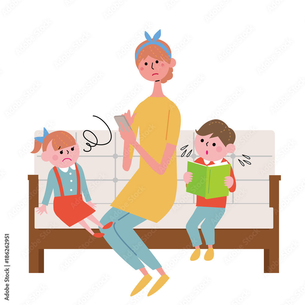 スマホに夢中になる 母親 イラスト Stock Vector Adobe Stock