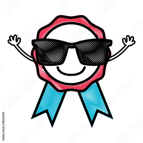 grated happy medal prize kawaii with sunglasses
