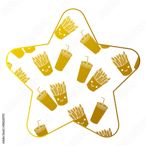 cartoon fries french and soda fast food vector illustration