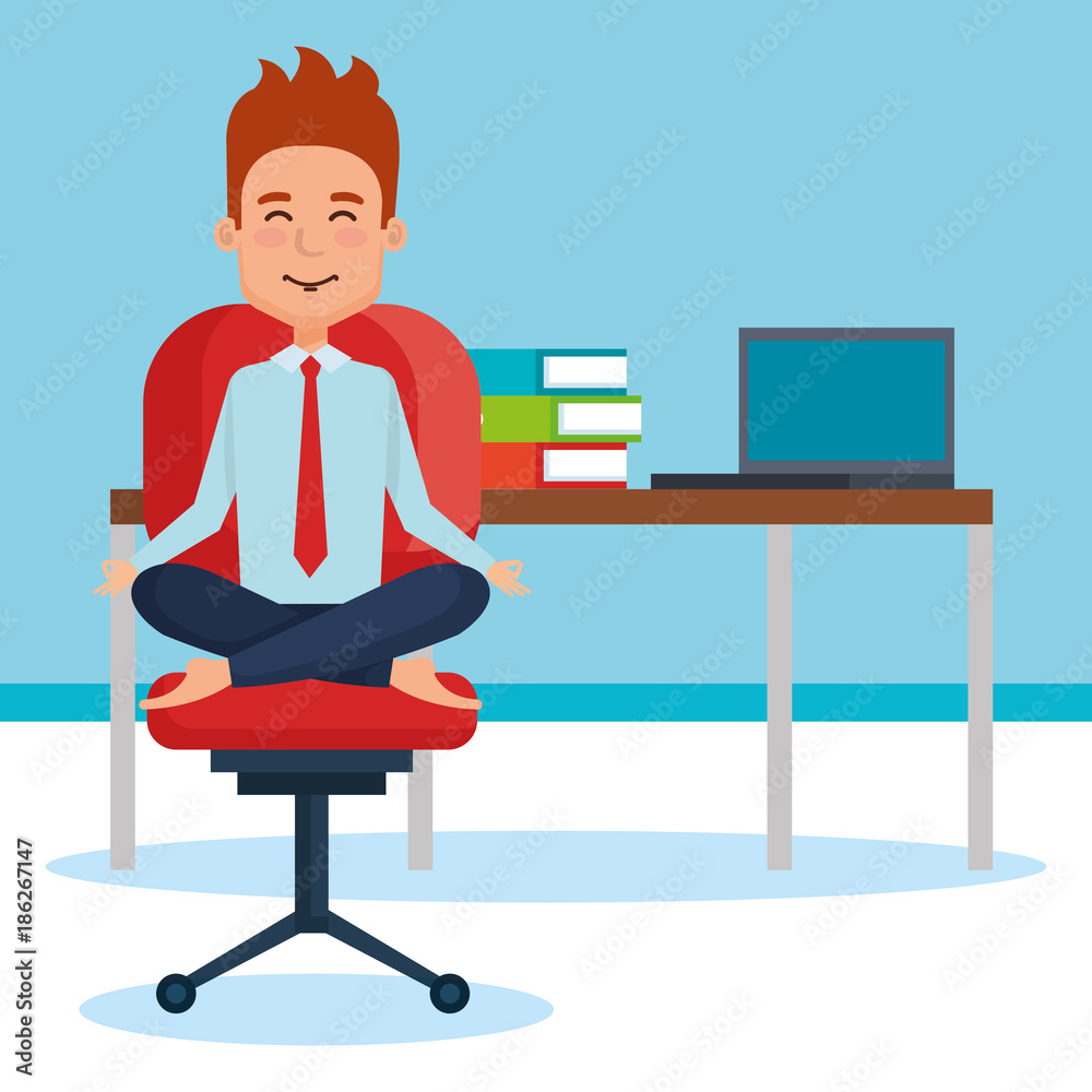 Fototapeta premium business people meditation lifestyle in workplace