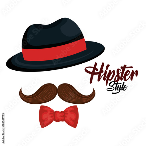 hipster style mustache and hat
