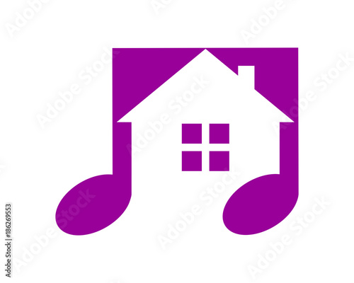 purple house musical notes tone tune rhythm image vector