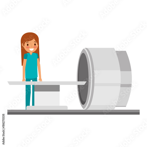 tomography scanner machine with medical professional vector illustration